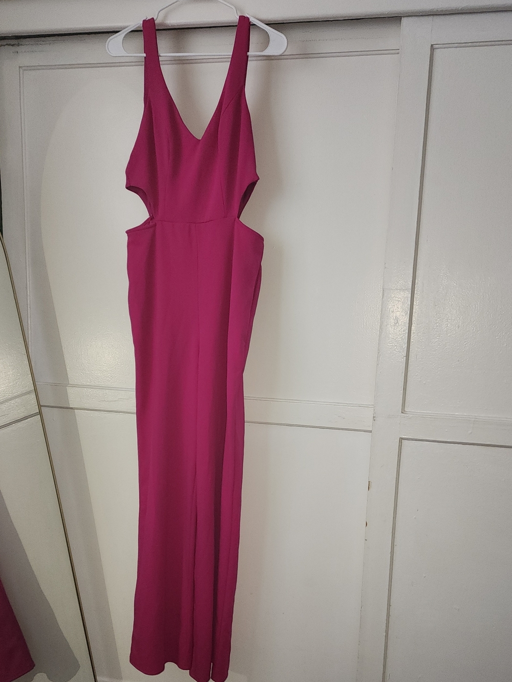 Fuchsia Backless Maxi Dress with Side Cutouts
